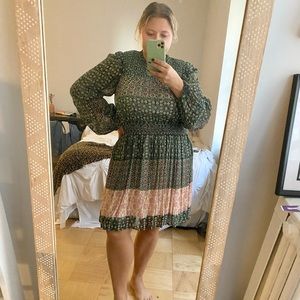 ANTHROPOLOGIE FLORAL FALL LONG-SLEEVE DRESS XL